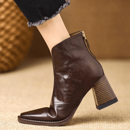 Botines de tacón medio en piel